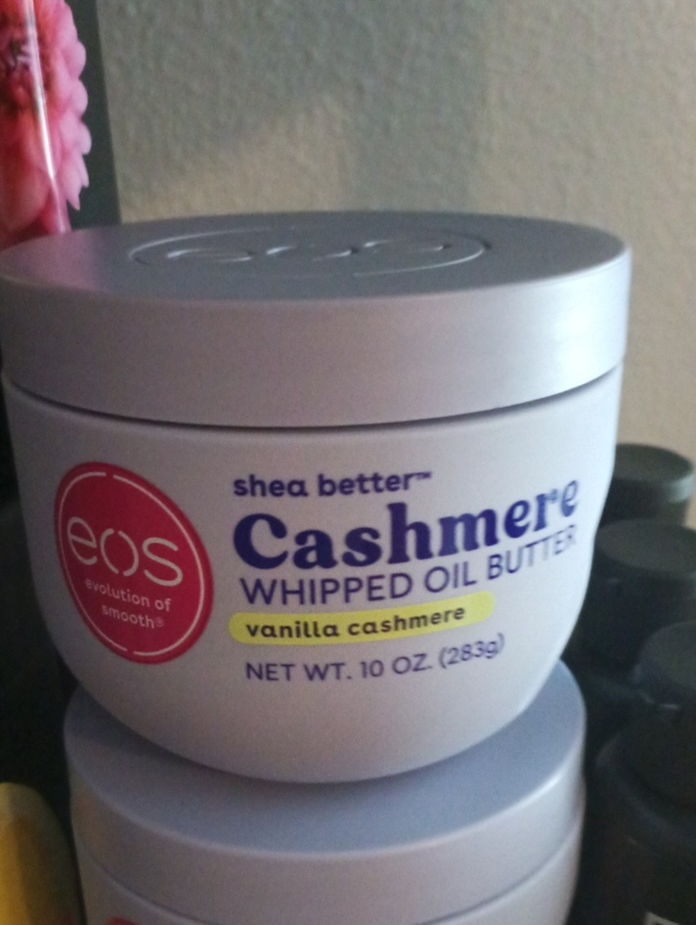 eos Cashmere Whipped Oil Butter - Purple and Cream Jar